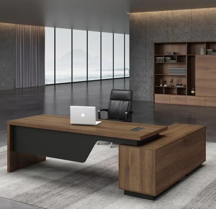 Luxury Director‑Grade L‑Shape Executive Desk – Brown - Image 1